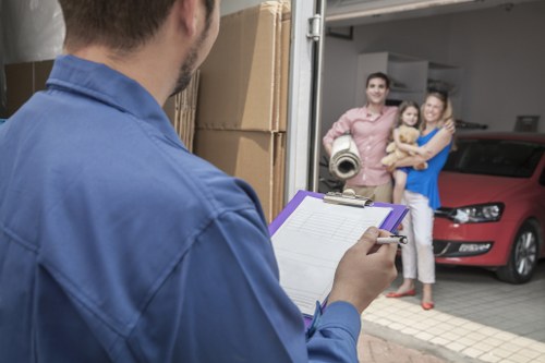 Office removal service in Chelsea with desks and equipment being relocated