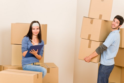 Boxes and household items prepared for transport in Chelsea